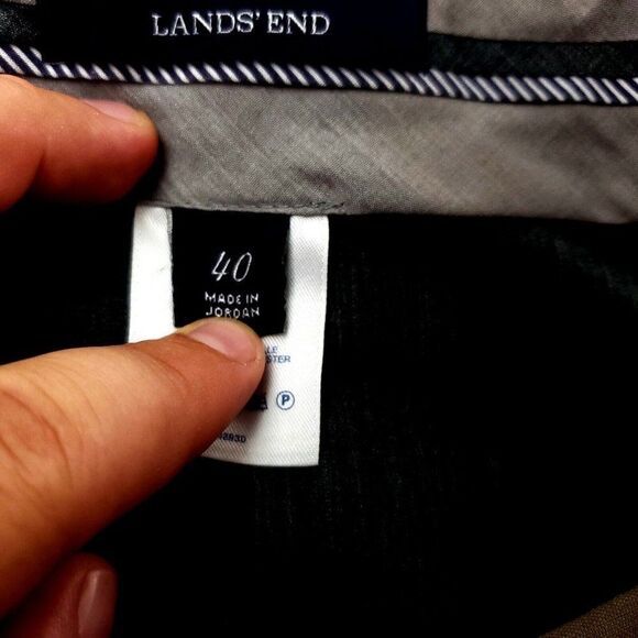 Land's End Wool Dress Pants 45/29 Beige Pleated Traditional Fit Adjustable Waist - Picture 6 of 9